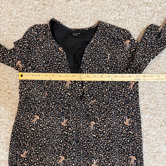 Madewell Silk Fiesta Paisley Mini Dress V-Neck Long Sleeve Boho Size 00 - Picture 8 of 11